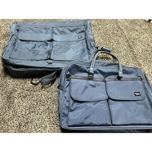 American Tourister Luggage - Garment Bag Weekender Hangers - Steel Blue - Vintag